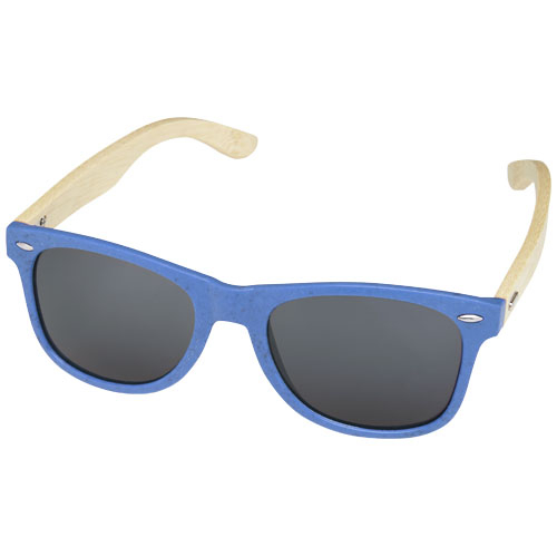 Lunettes de soleil promotionnelles en bambou Sun Ray Bleu process